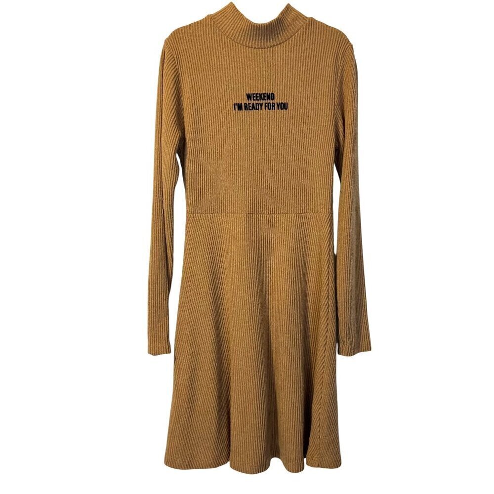 Zara Girl's‎ Tan Ribbed Long Sleeve Dress 11/12 Fall Autumn Cozy Boho